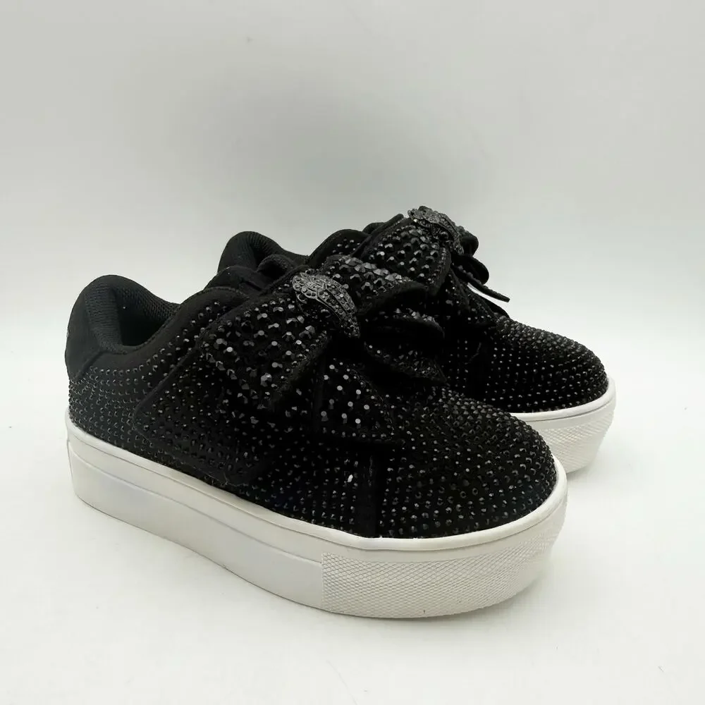 Kurt Geiger Girls London Mini Laney Sneakers US 6 M Black White Bow EUC